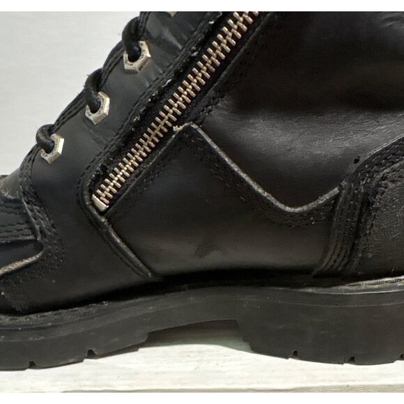 Harley Davidson Womens Boots 9 1/2 Amherst Leather Zipper Metal Logo 97125 Biker - Picture 9 of 16